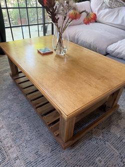 Rustic farmhouse wood coffee table with storage