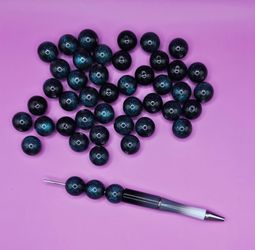 Blue/Black Glitter Beads