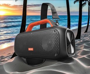 DOSS Extreme Boom,  Altavoz Bluetooth para exteriores con sonido potente de 60 W, graves profundos, batería interna 10,400 mAh, se conectan entre ambo