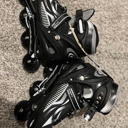Size L, Sport Adjustable Inline Skates – Black & Silver (New without box) 🛼