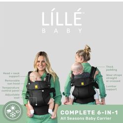 LÍLLÉbaby The Complete All Seasons SIX-Position, 360° Ergonomic Baby & Child Carrier, Black - Cotton Baby Carrier, Comfortable and Ergonomic, Multi-Po