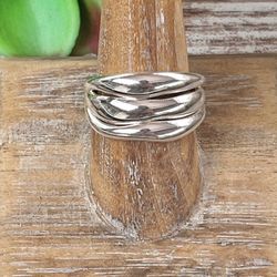 NEW Chunky Stacked Sterling Silver Ring Sz 9