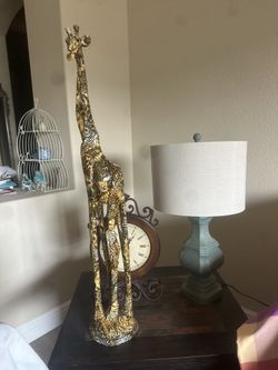 Very Unique multi Animal Print On a Giraffe Floor Statue 40” Tall My