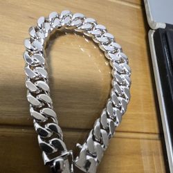 STERLING SILVER 925 CUBAN LINK BRACELET 9.5 INCH 100 GRAMS