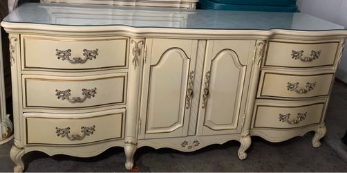 French Provincial Dresser with Custom Glass Top