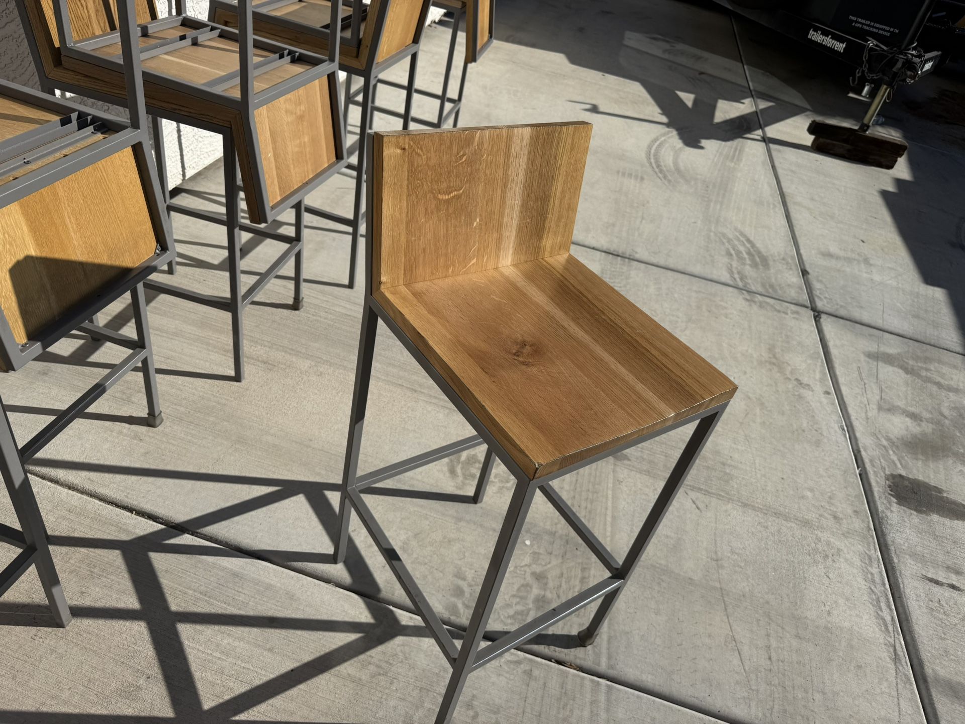 Wooden Chairs W/ Steel Base