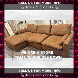 Brand New Marlaina Caramel 3-Piece Sectional with Chaise
