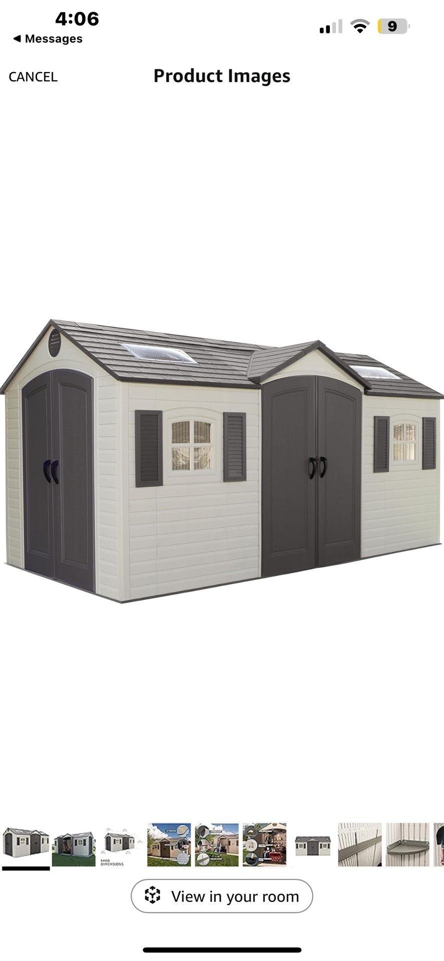 Lifetime 60079 Outdoor Storage Dual Entry Shed, 15 x 8 ft, Desert Sand