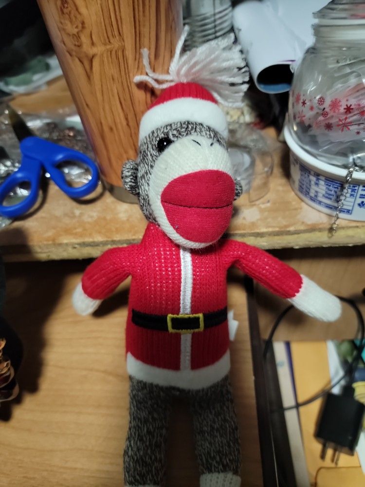Galarie Christmas Sock Monkey 11 Inches Tall