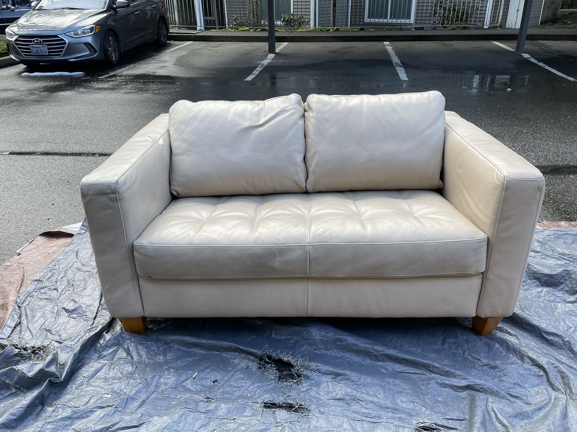 Beige Leather Couch/Loveseat