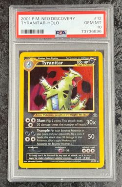 2001 POKÉMON NEO DISCOVERY TYRANITAR HOLO #12 GEM MINT VINTAGE 💎 PSA 10