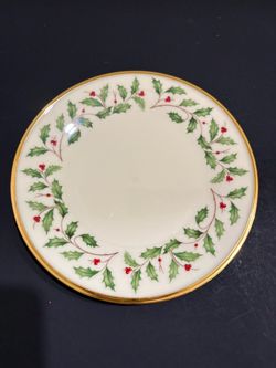 Single Lenox Holiday 8" Salad Plate - Made in USA - Good Condition