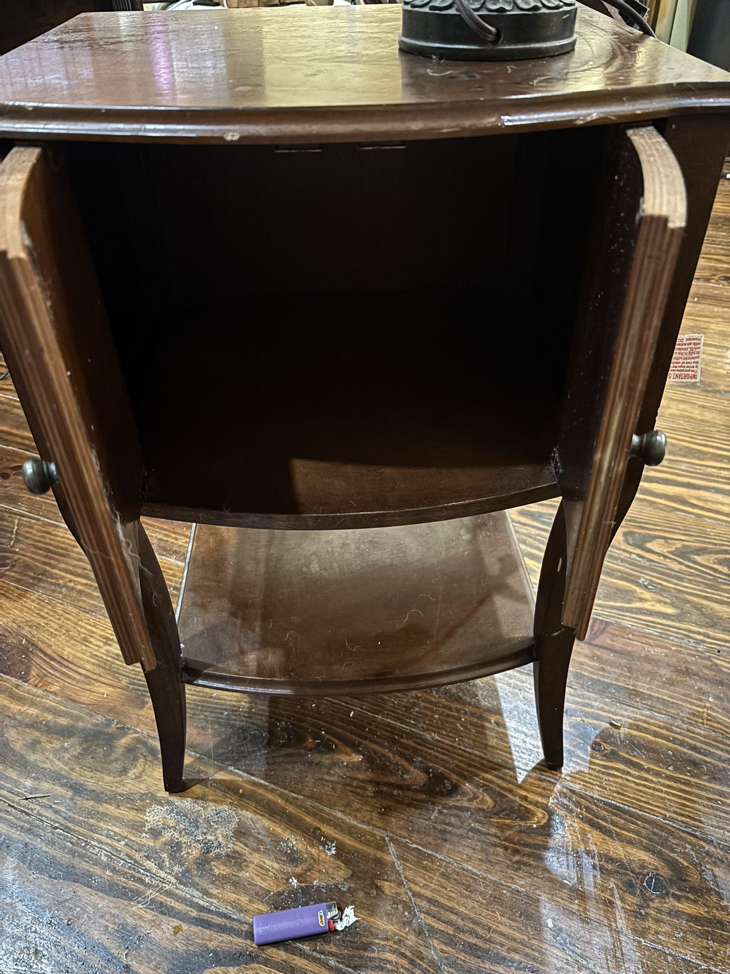 Side End Table With Cabinet And And Shelf