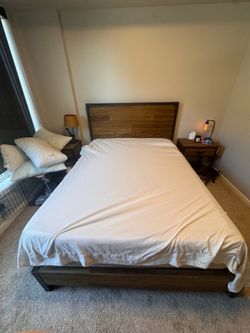 Rustic Real Wood Queen Bed with 2 matching Nightstands