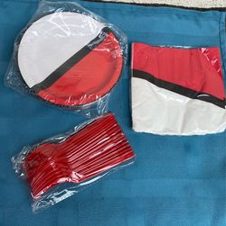 Red and White Pokémon Birthday Party Candy Bags (30) pk and More
