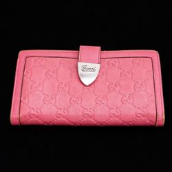 GUCCIPink Guccissima Leather Long Flap Wallet