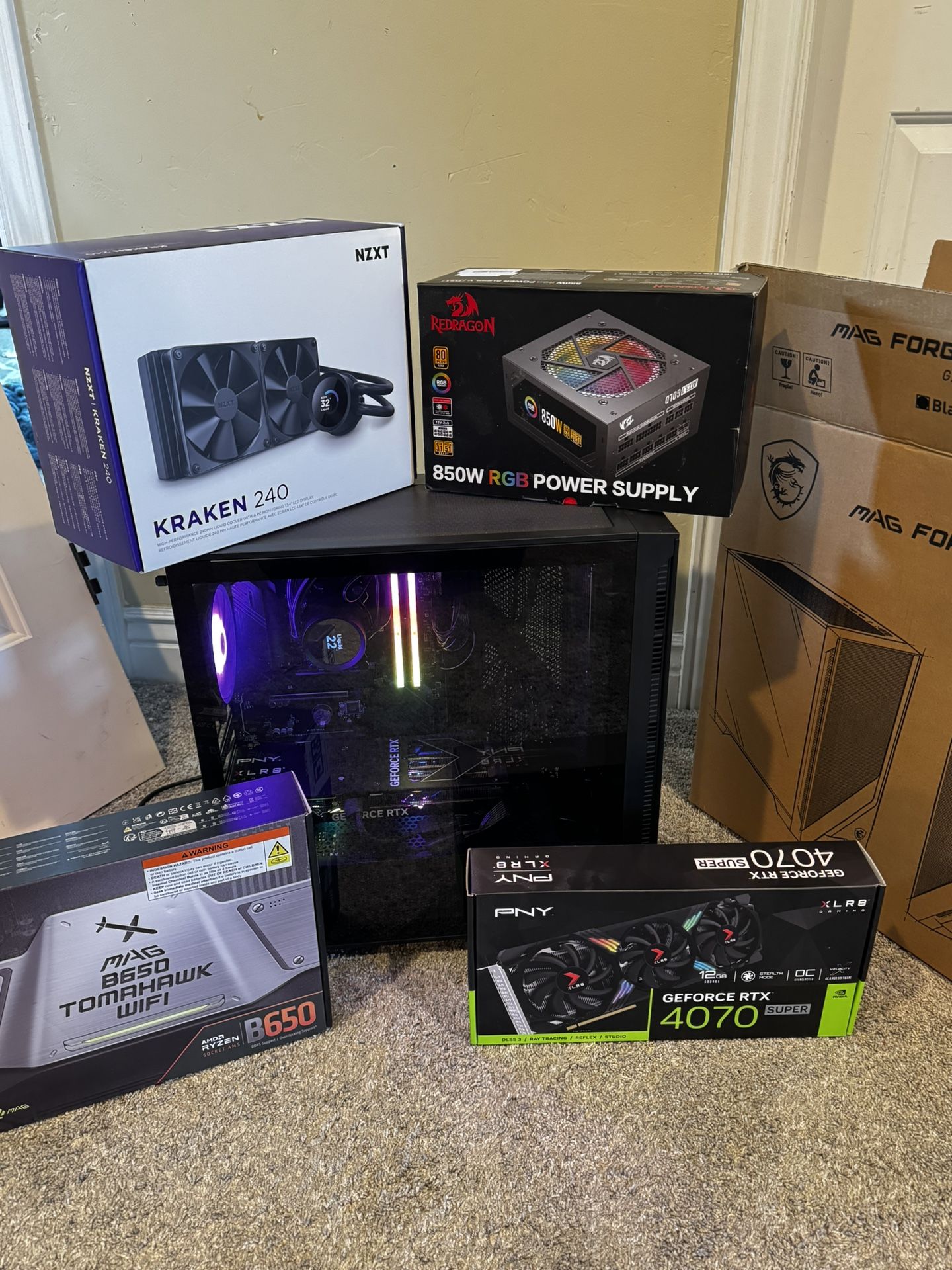 High End RTX 4070 Super + Ryzen 5 7600x Pc Build (with Monitor)