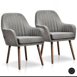 Gray Polyester Arm Chair Dining Set Of 2 