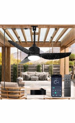 Depuley 42-Inch Ceiling Fans with Lights: Outdoor Black Waterproof Ceiling Fan for Patios - Plug in Gazebo Fans with Remote Control - Outdoor Fan for 