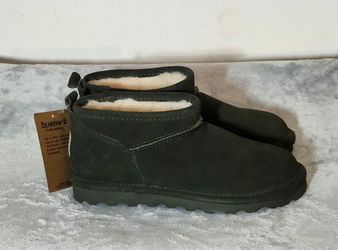 Bearpaw Super Shorty Suede Ankle Boots Color:Dark Green Size:6