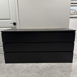 Six Drawer Dresser Black Brown Wood