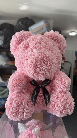 Pink Rose Bear & Rose Unicorn - Artificial Flower Gifts