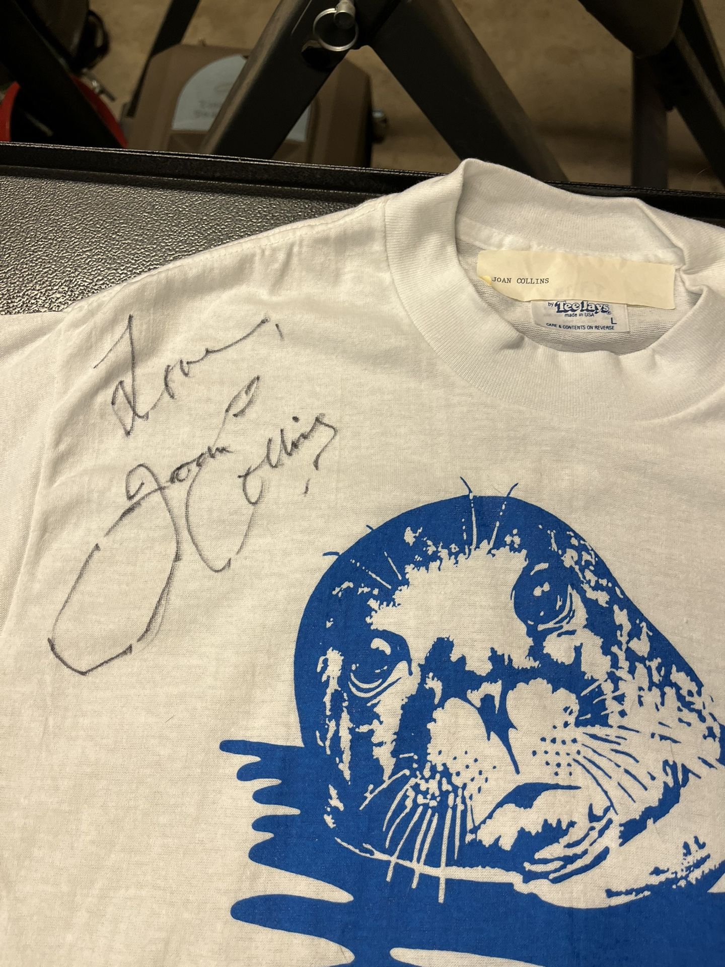 Vintage shirt signed by Joan Collins