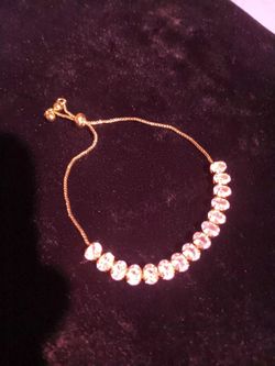 Gold Bracelet with Clear Stones