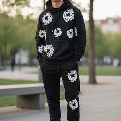 Black Denim Tears Unisex Sweatsuit Set