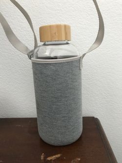 Large Glass Water Bottle Jug with Carrying Case/Shoulder Strap