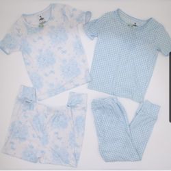 Tutu Couture Girls 4T Pajama Bundle 2 Sets Blue & White