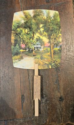 Antique Advertising Hand Fan Pastoral Scene - Nazareth