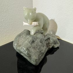 LARGE RUSSIAN CARVED JADE BEAR