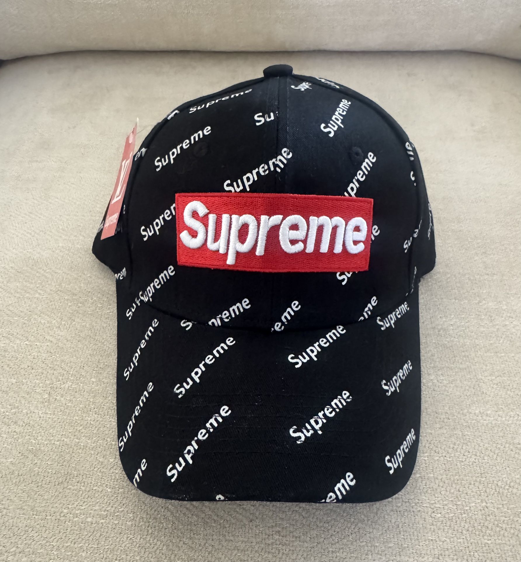 Supreme All Over Logo Box Logo Cap Black