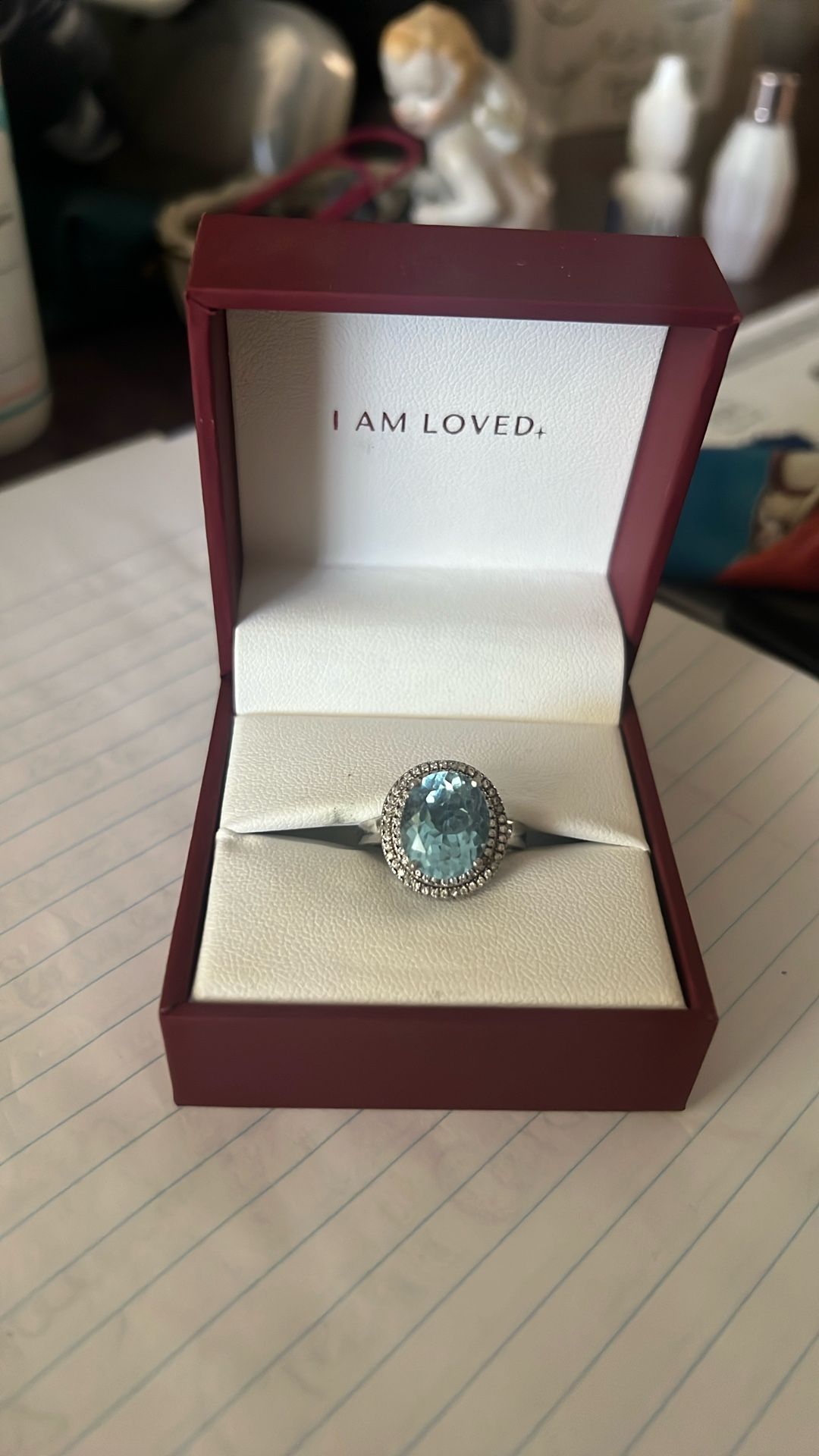 Oval Aguamarina  S Silver Ring 