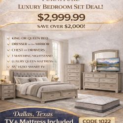 Dallas Bedroom Set – TV & Mattress Included | Ready for Delivery
