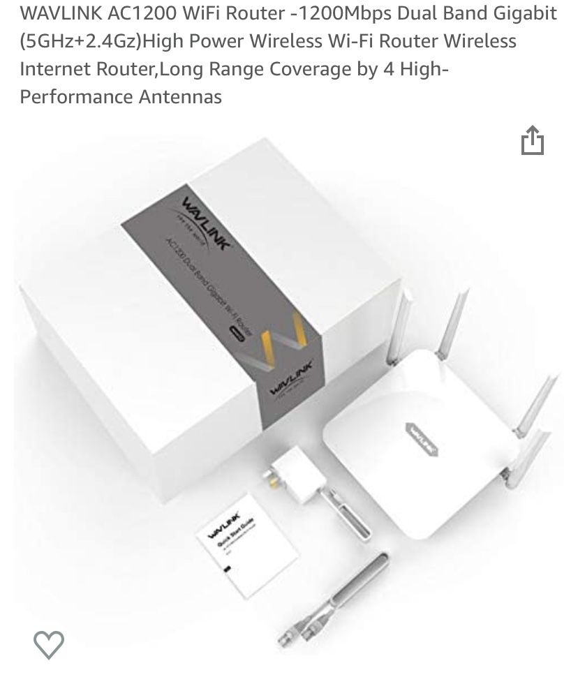 WAVLINK AC1200 WiFi Router -1200Mbps Dual Band Gigabit (5GHz+2.4Gz)High Power Wireless Wi-Fi Router Wireless Internet Router,Long Range Coverage by 4