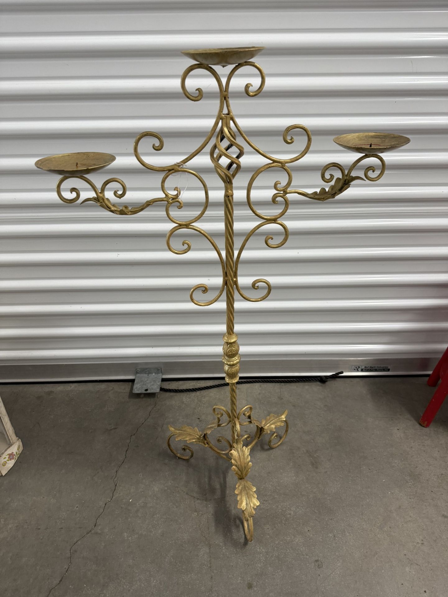Tall Brass French Floor Candle Holder Candelabra