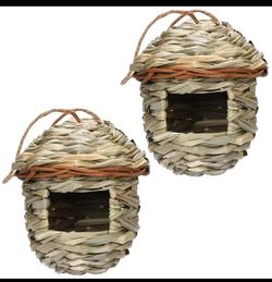 Hand Woven Birds Nest Bird Cage Grass Egg Cage Bird House Outdoor Decorative Weaved Hanging Parrot Nest Houses Pet