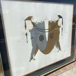 ERTE Highly Embossed And Large Original Serigraph "Sisters "