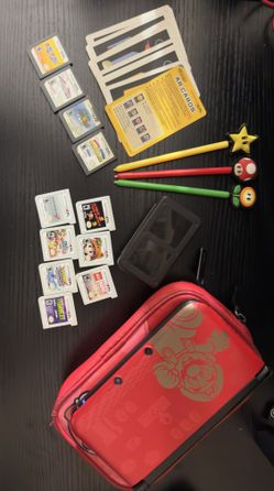 Nintendo 3DS XL Super Mario Bros 2 Limited Edition Gold/Red w/ Charger - TESTED