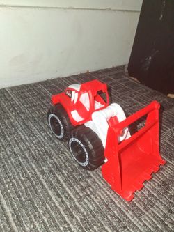 Red Plastic Toy Front Loader Truck