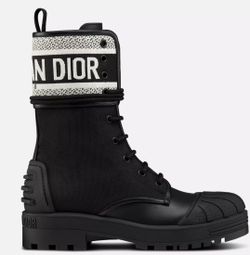 Dior Major Ankle Boot Black and White Technical Fabric and Black Calfskin