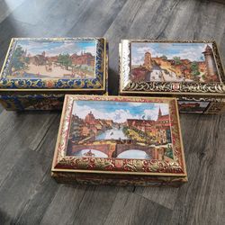 E. Otto Schmidt German Lebkuchen Biscuit Tin Box Bundle Of 3 16.5 x 11.75"