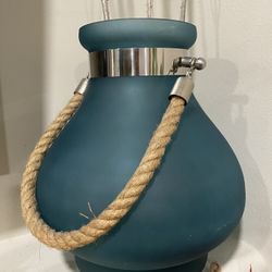 Large decorative tealight holder or lantern with a rope handle