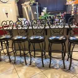 set of 6 new heavy rustic brass metal bar stool swivel sturdy 