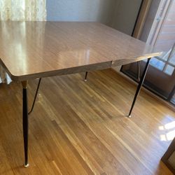 Mid Century Dining Table W/ Leaf & Matching Hutch 