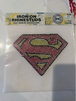 Superman rhinestone iron on patch new
