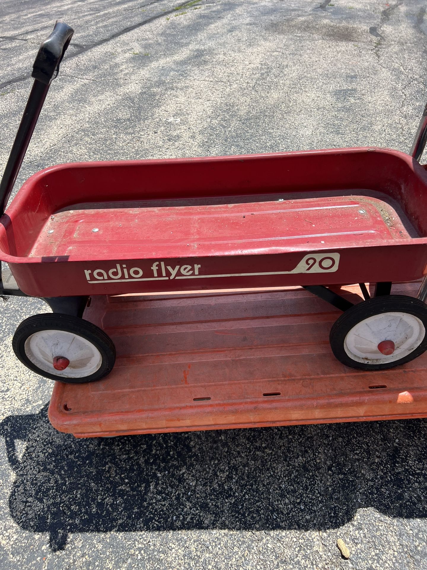 Antique/ Vintage: Vintage Radio Flyer 90 Red Pull Wagon Plastic Wheels Toy Child's Coaster Project