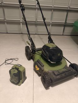 $649 MSRP! Green Machine Cordless Electric Lawn Mower with Charger